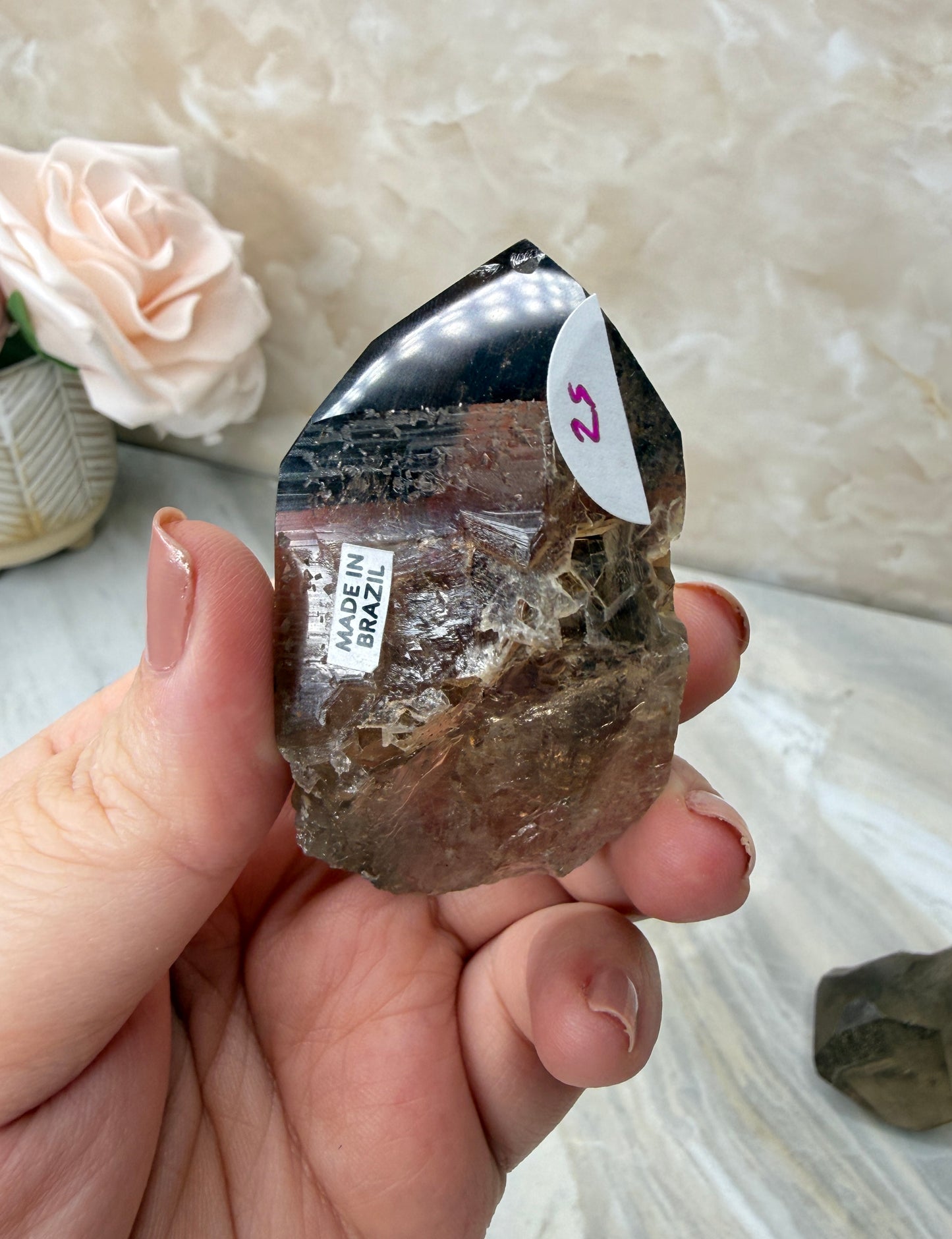 Smokey Lemurian Half Polished