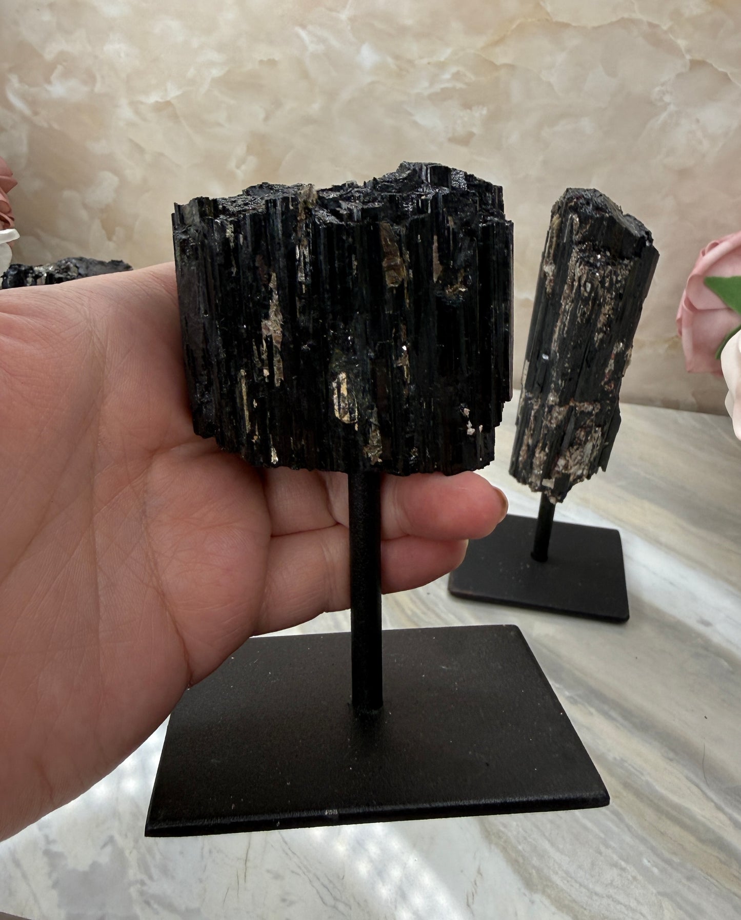 Black Tourmaline on Stand
