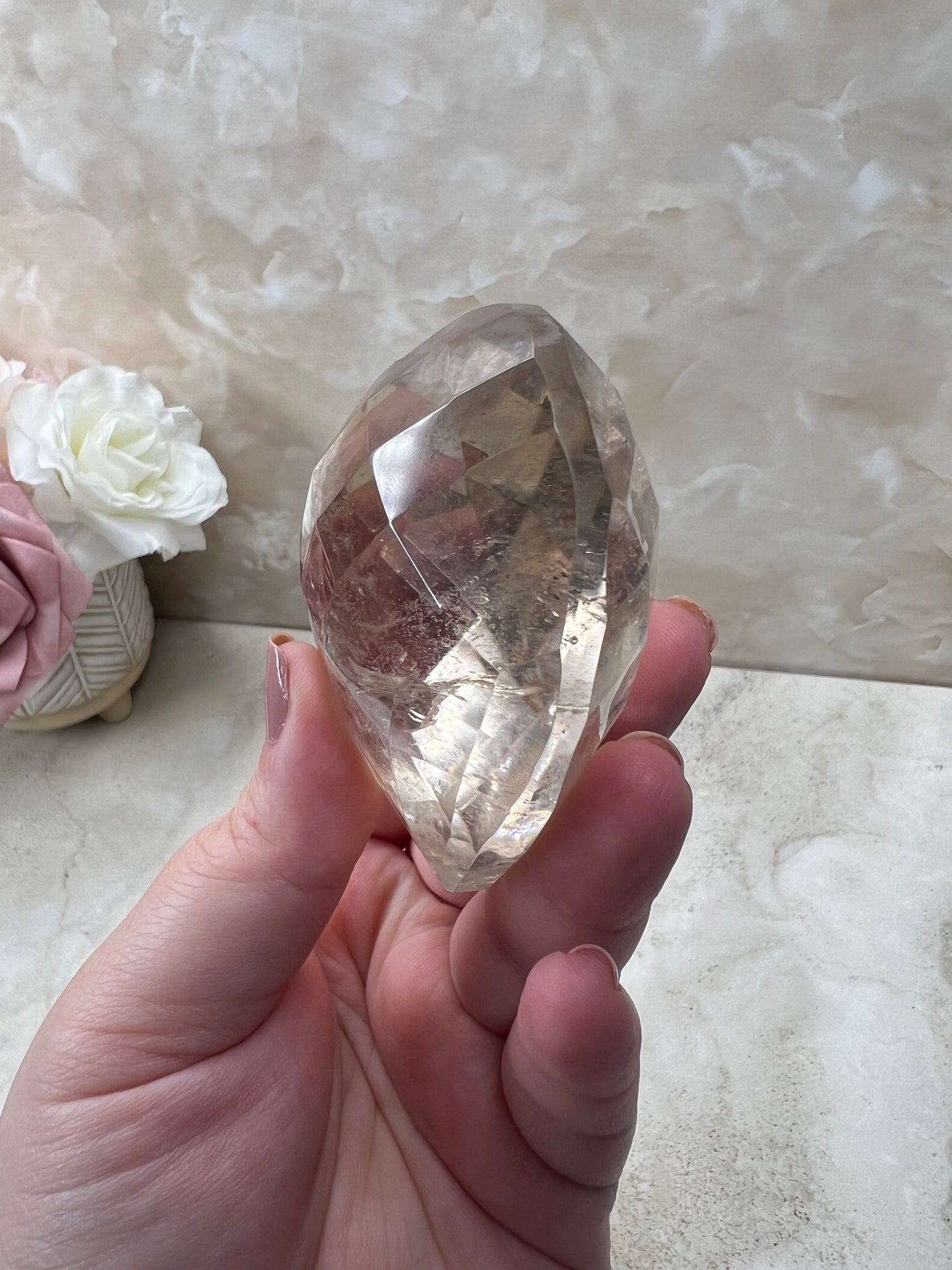 Faceted Smokey Quartz Heart from Brazil