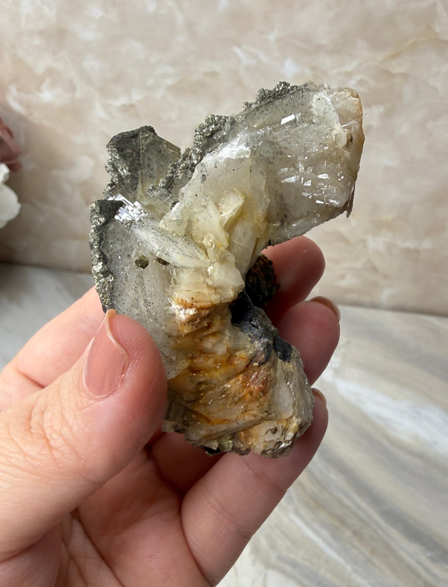 Barite with Pyrite Cluster from Morocco
