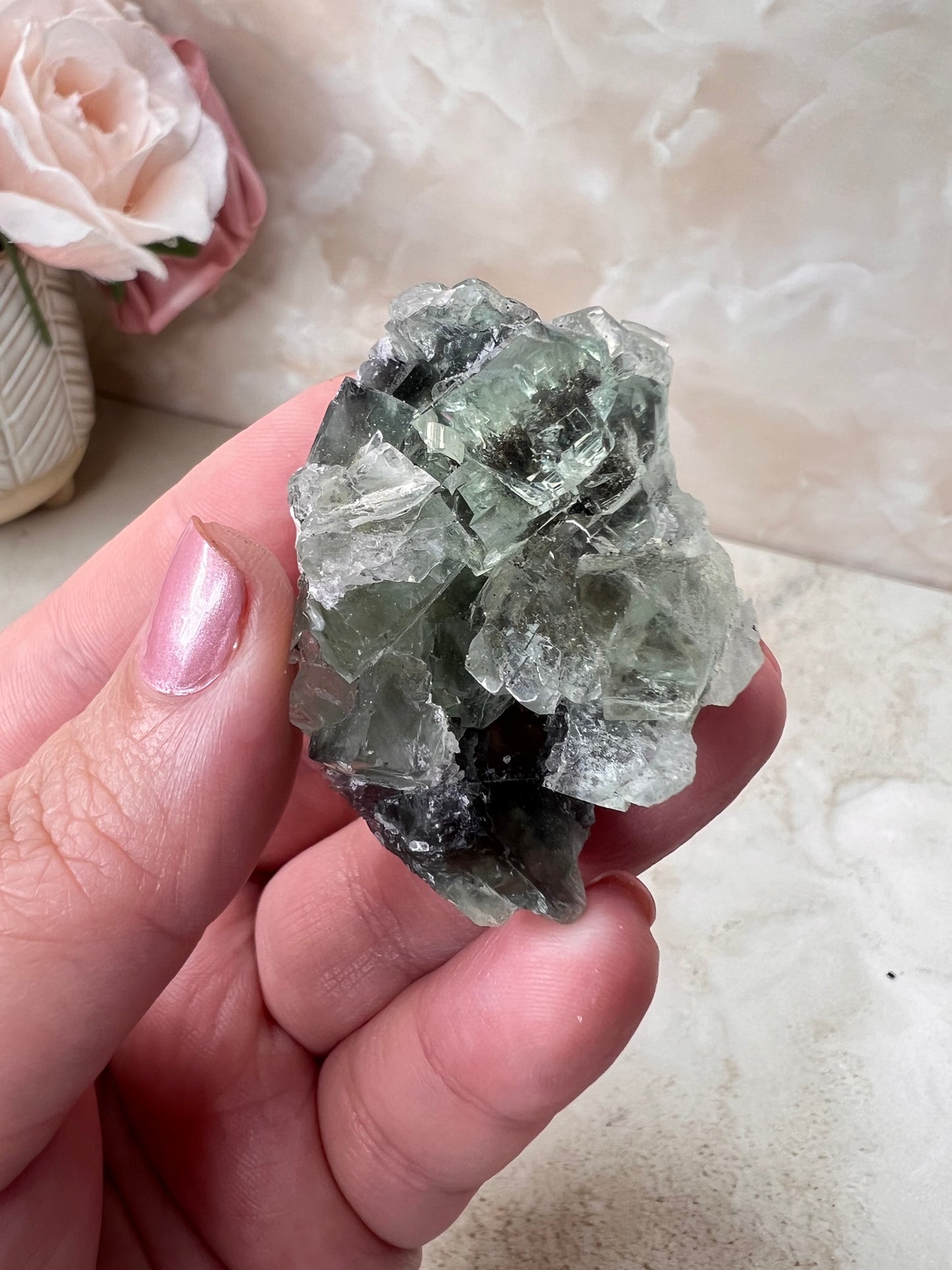 Glass Green Fluorite Cluster