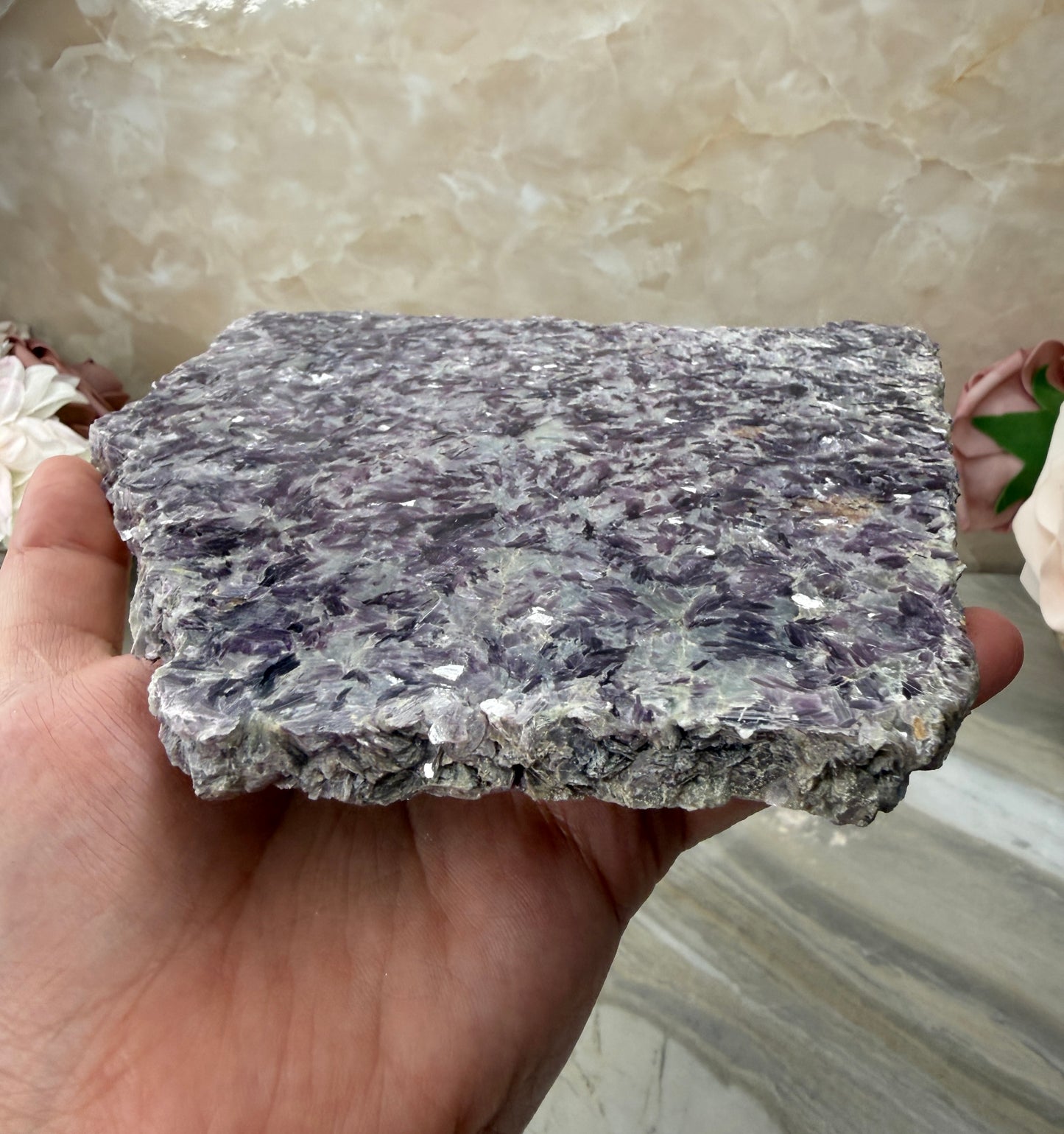 Lepidolite & Cleavelandite Slab from Brazil