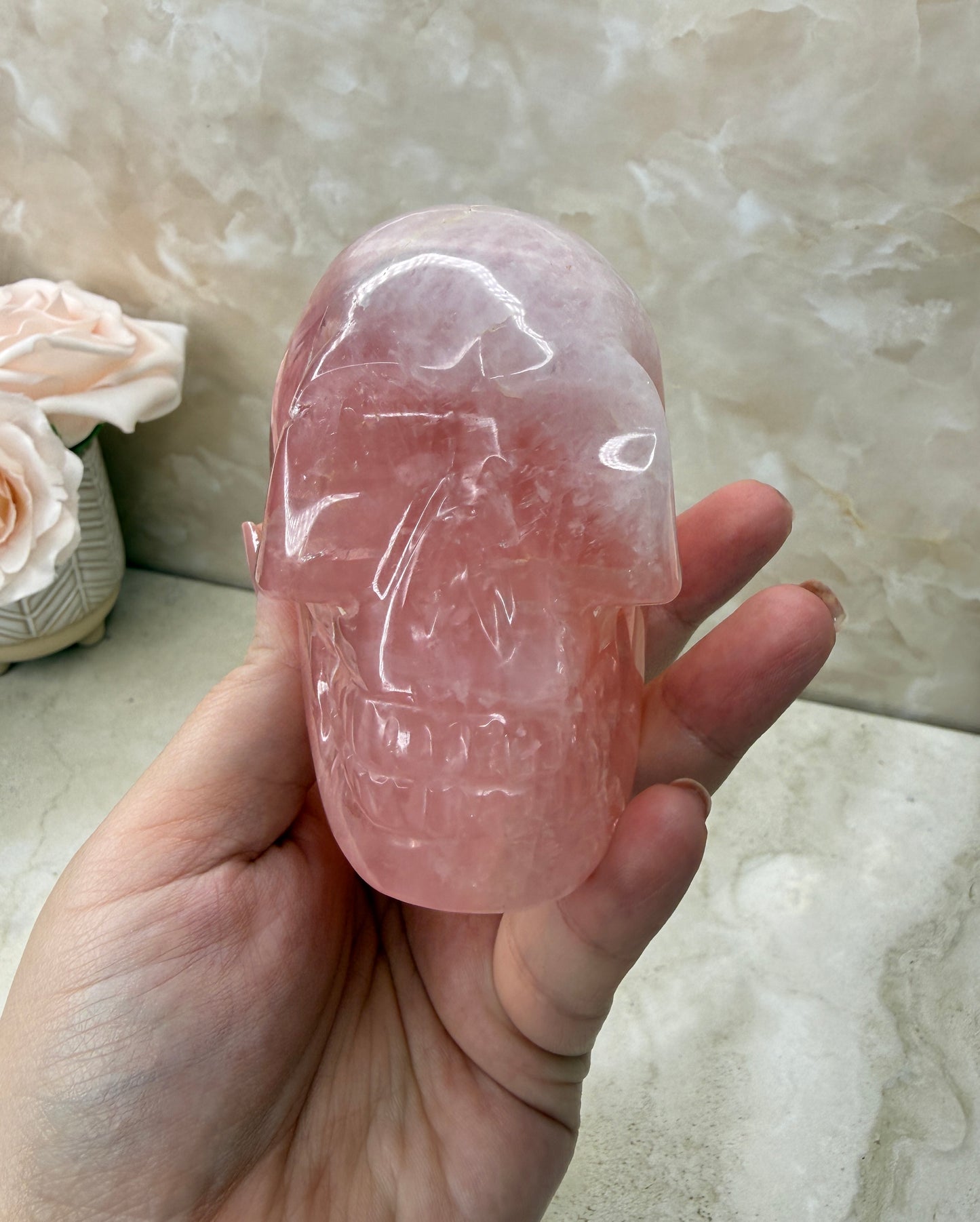 High Quality Rose Quartz Skull