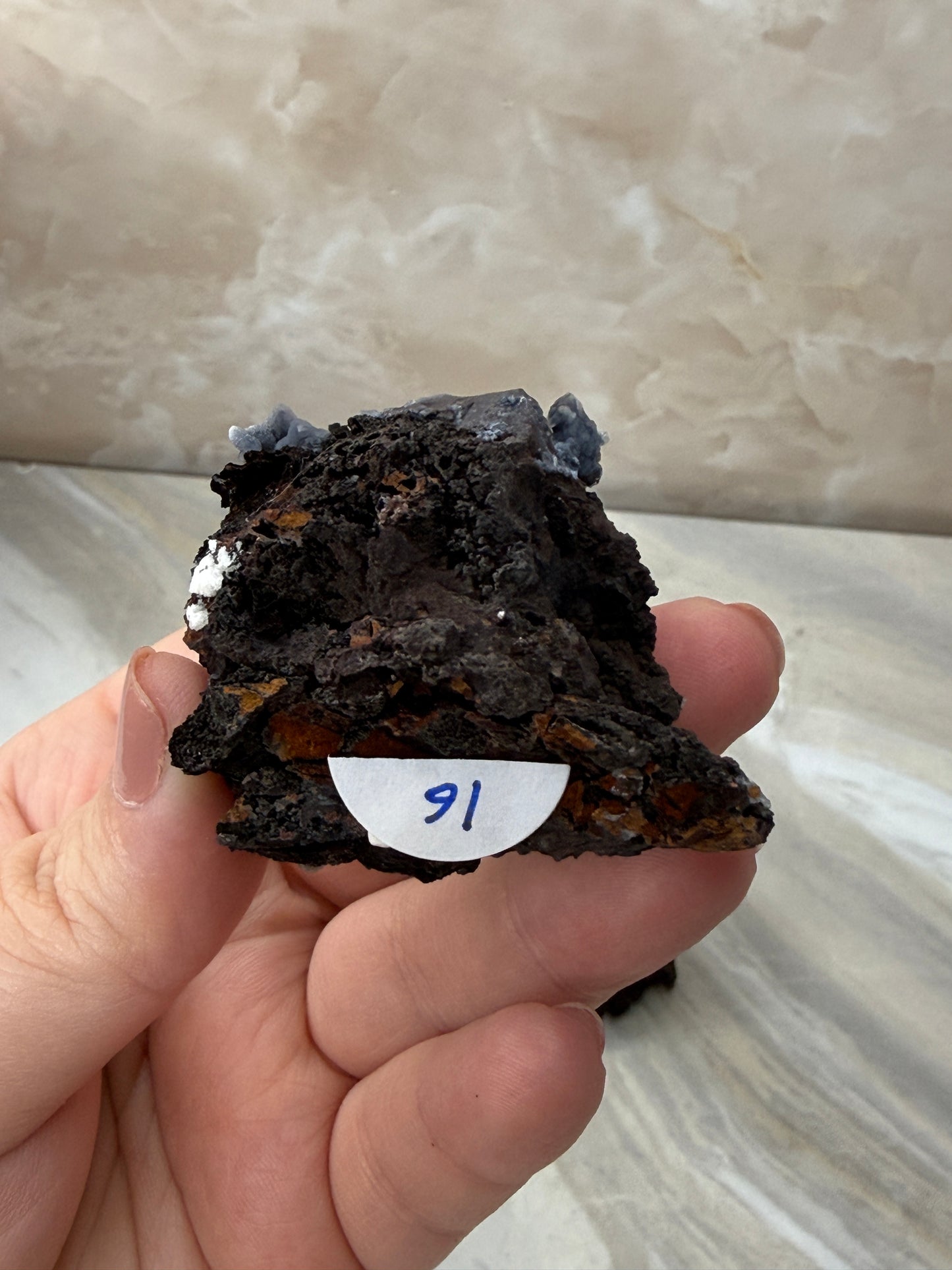 Chalcedony & Aragonite on Goethite
