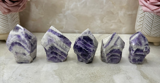 Chevron Amethyst Semi-polished Tower