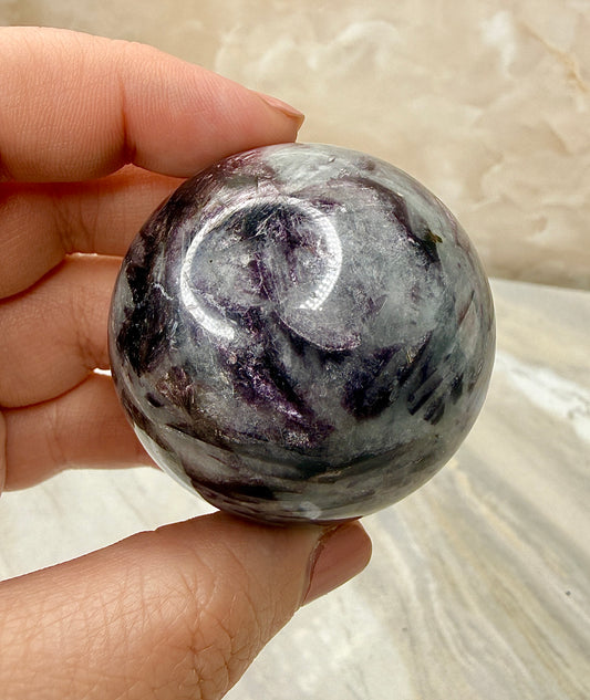 Lepidolite & Cleavelandite Sphere from Brazil 46mm