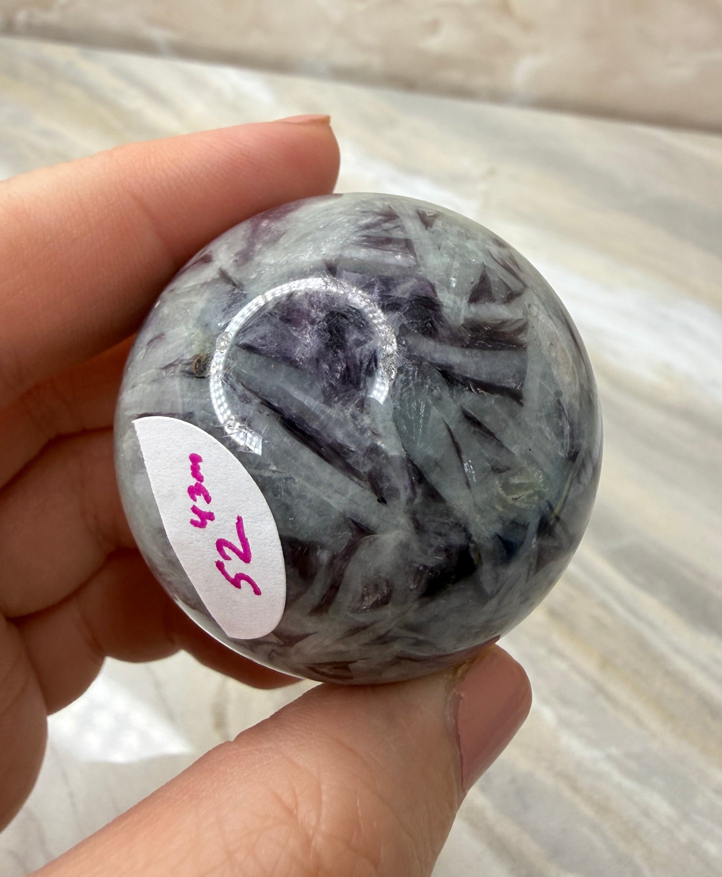 Lepidolite & Cleavelandite Sphere from Brazil 43mm