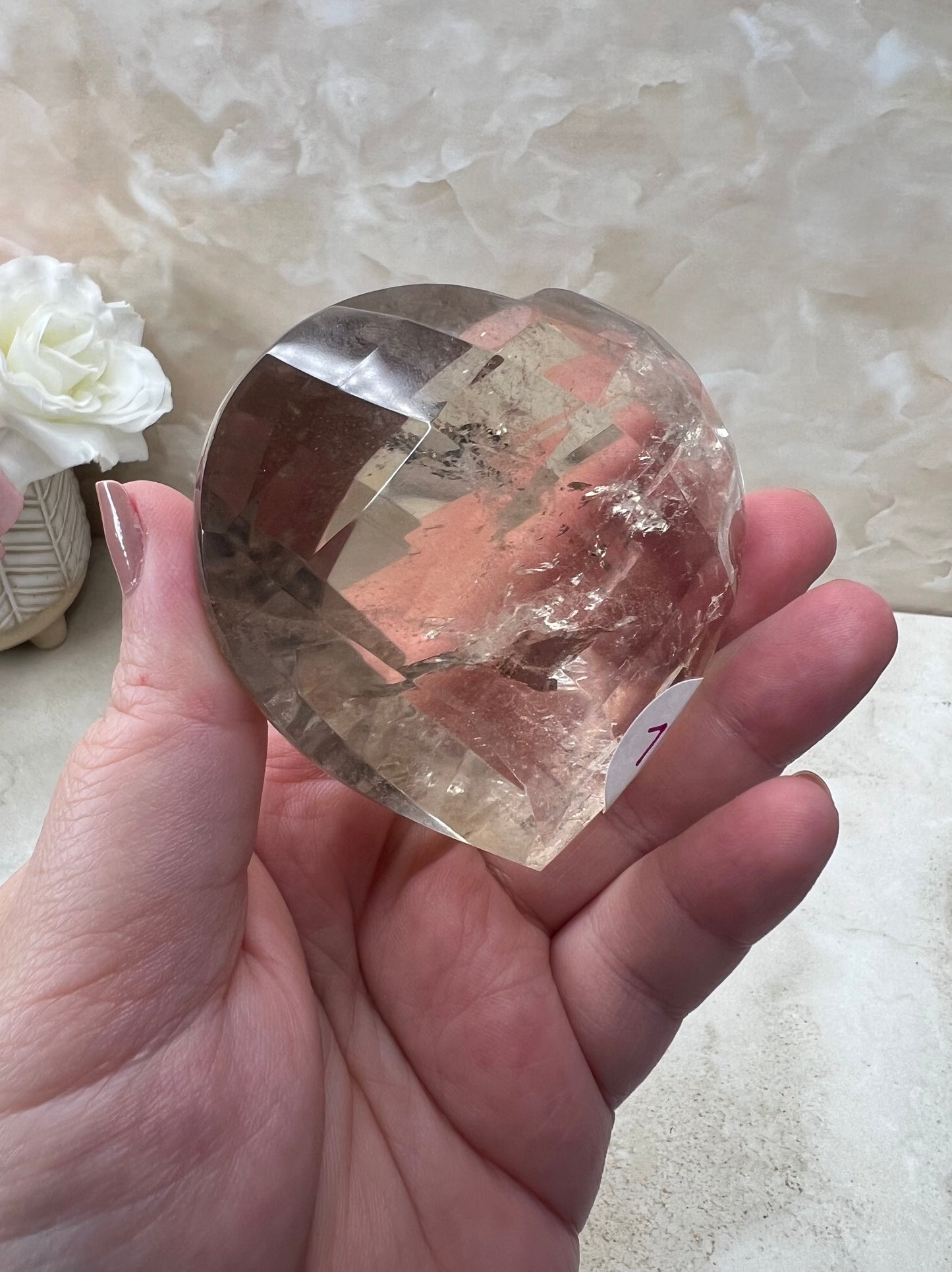 Faceted Smokey Quartz Heart from Brazil