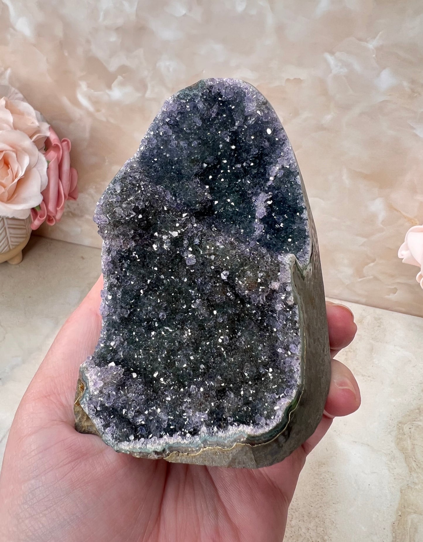 Druzy Sugar Rainbow Amethyst Cut Base