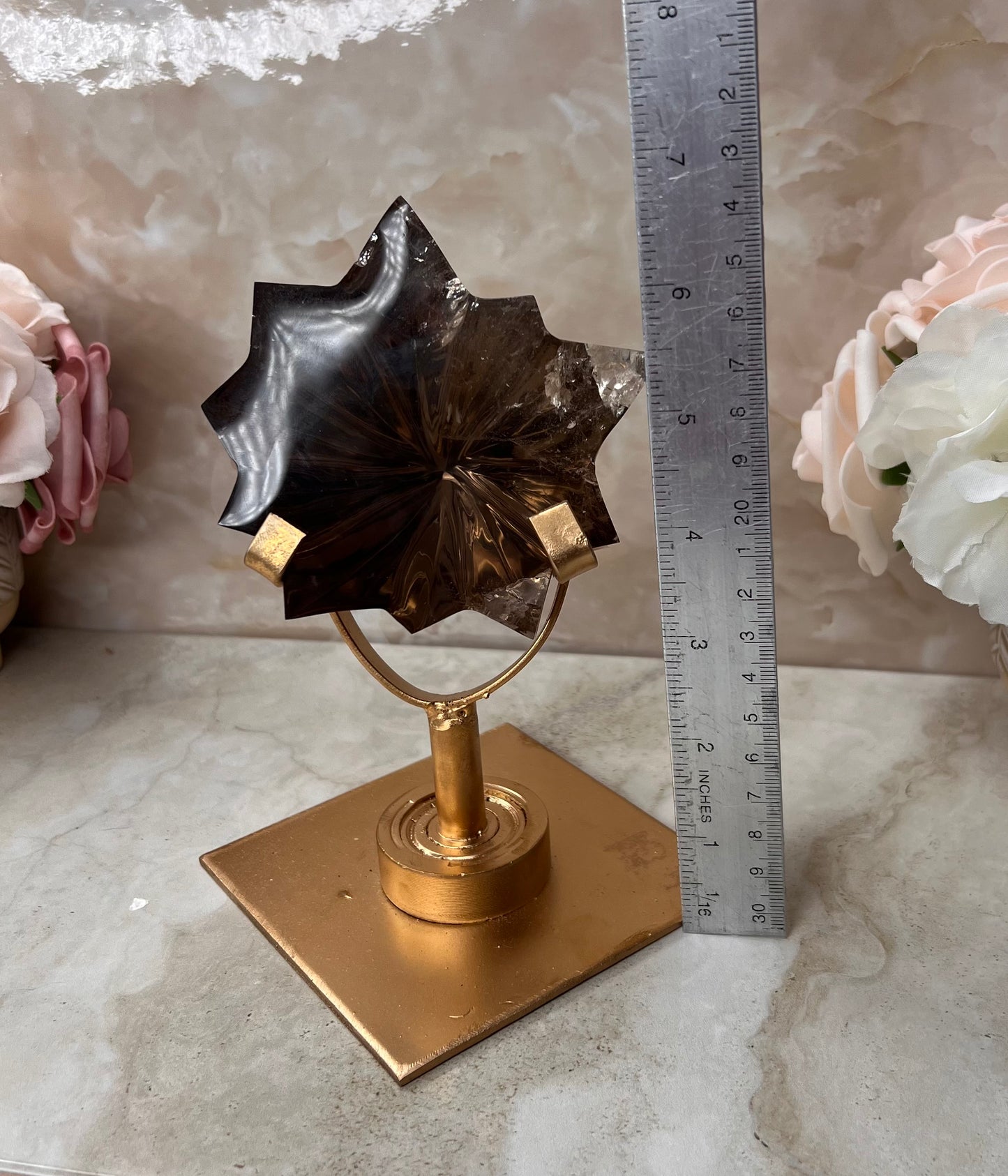 Smokey Quartz Shooting Star on Rotating Stand