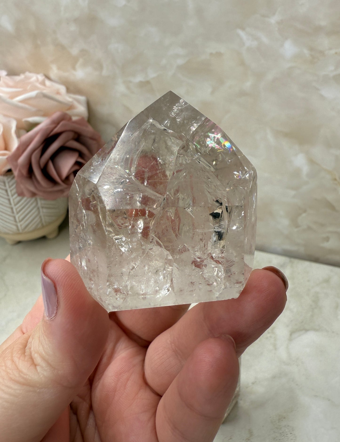Crackle Smokey Quartz Tower