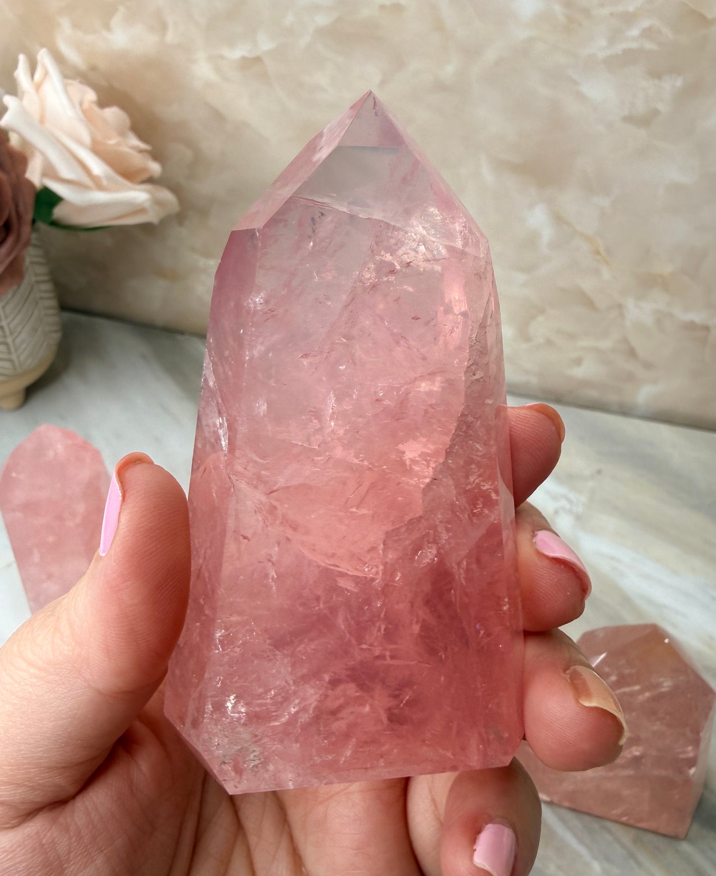 High Quality Rose Quartz Tower