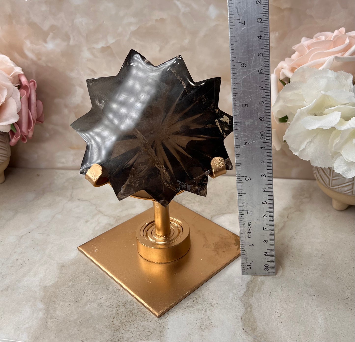 Smokey Quartz Shooting Star on Rotating Stand