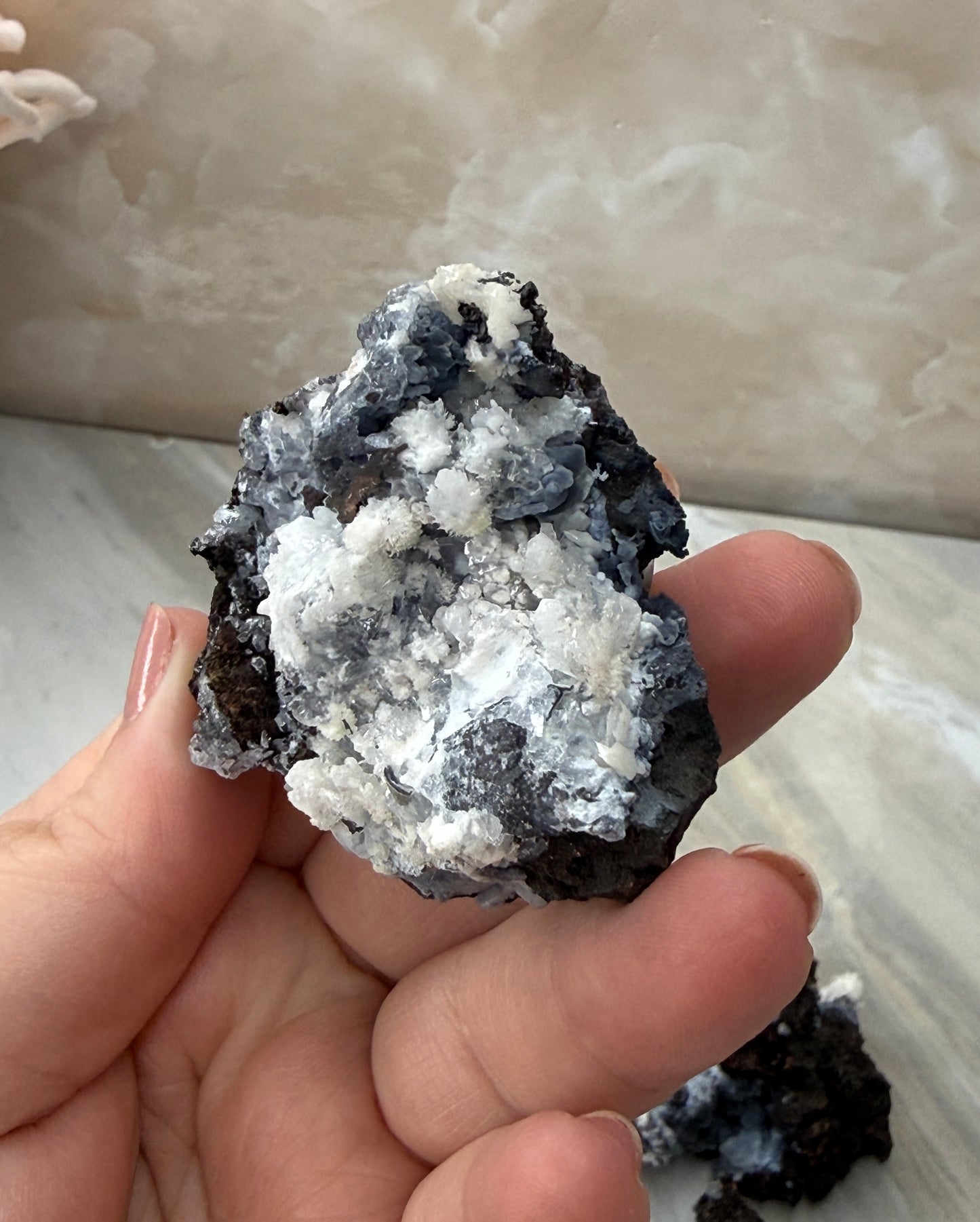 Chalcedony & Aragonite on Goethite
