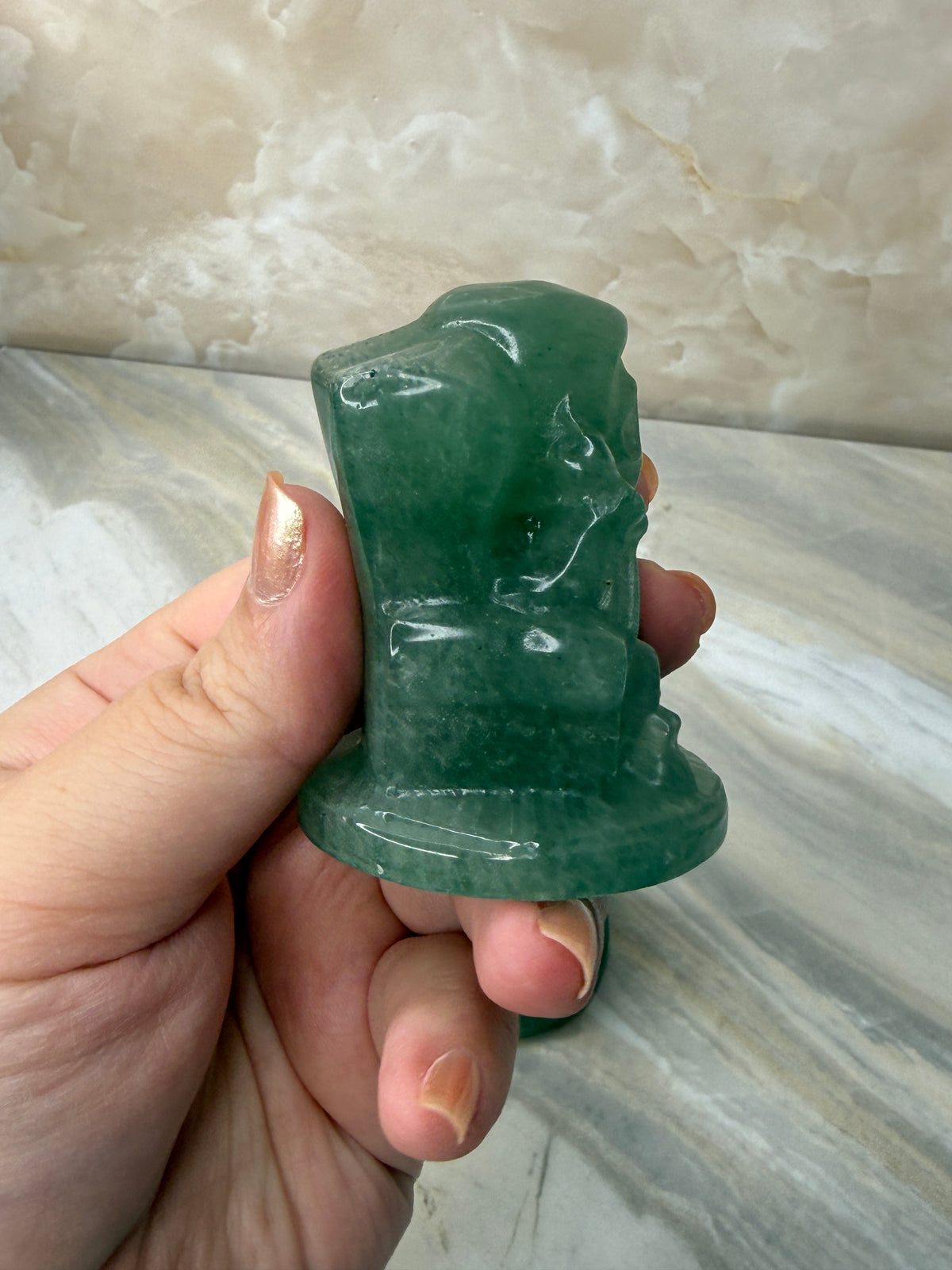 Green Aventurine Scream Carving