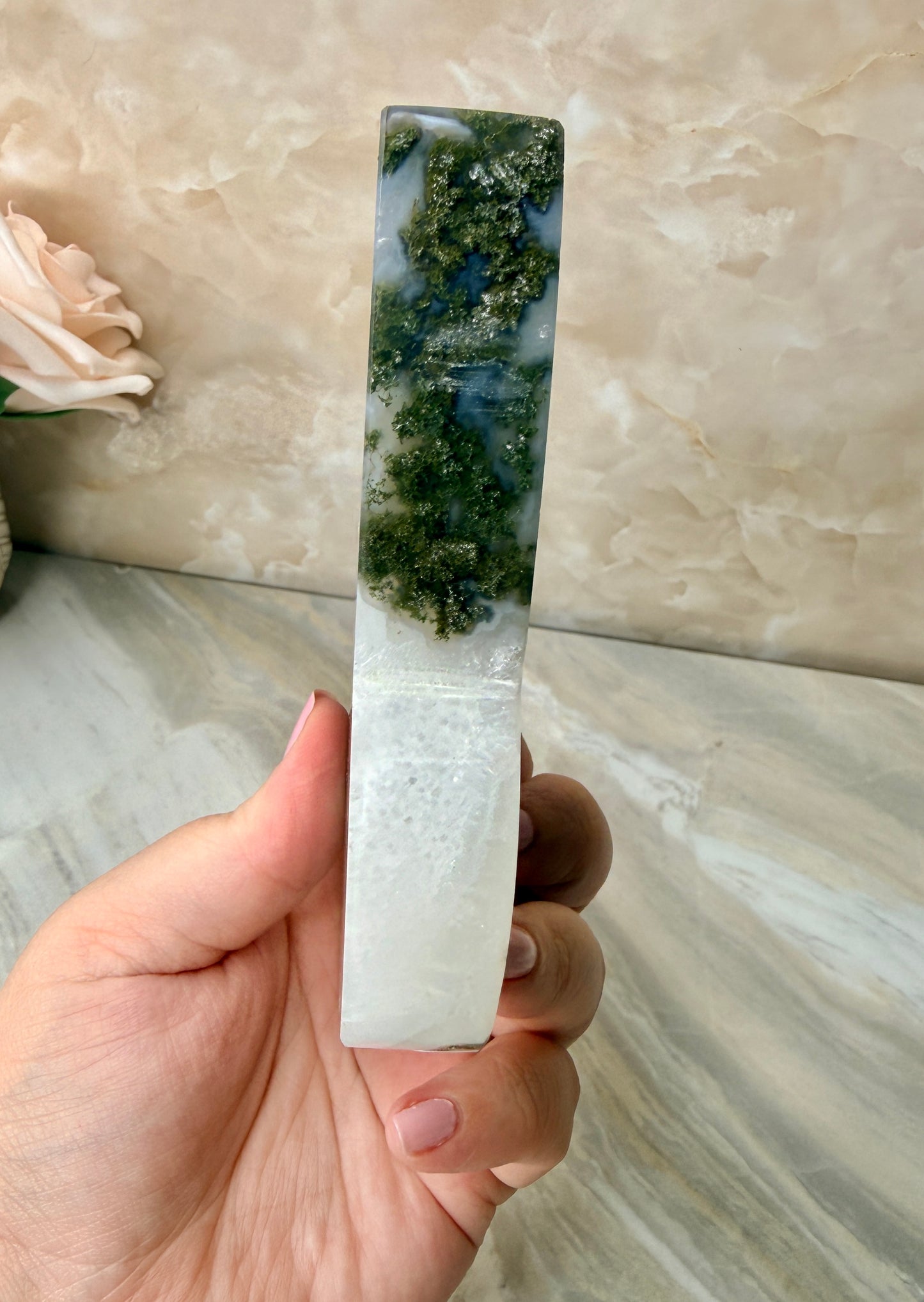Moss Agate Self-standing Butterfly