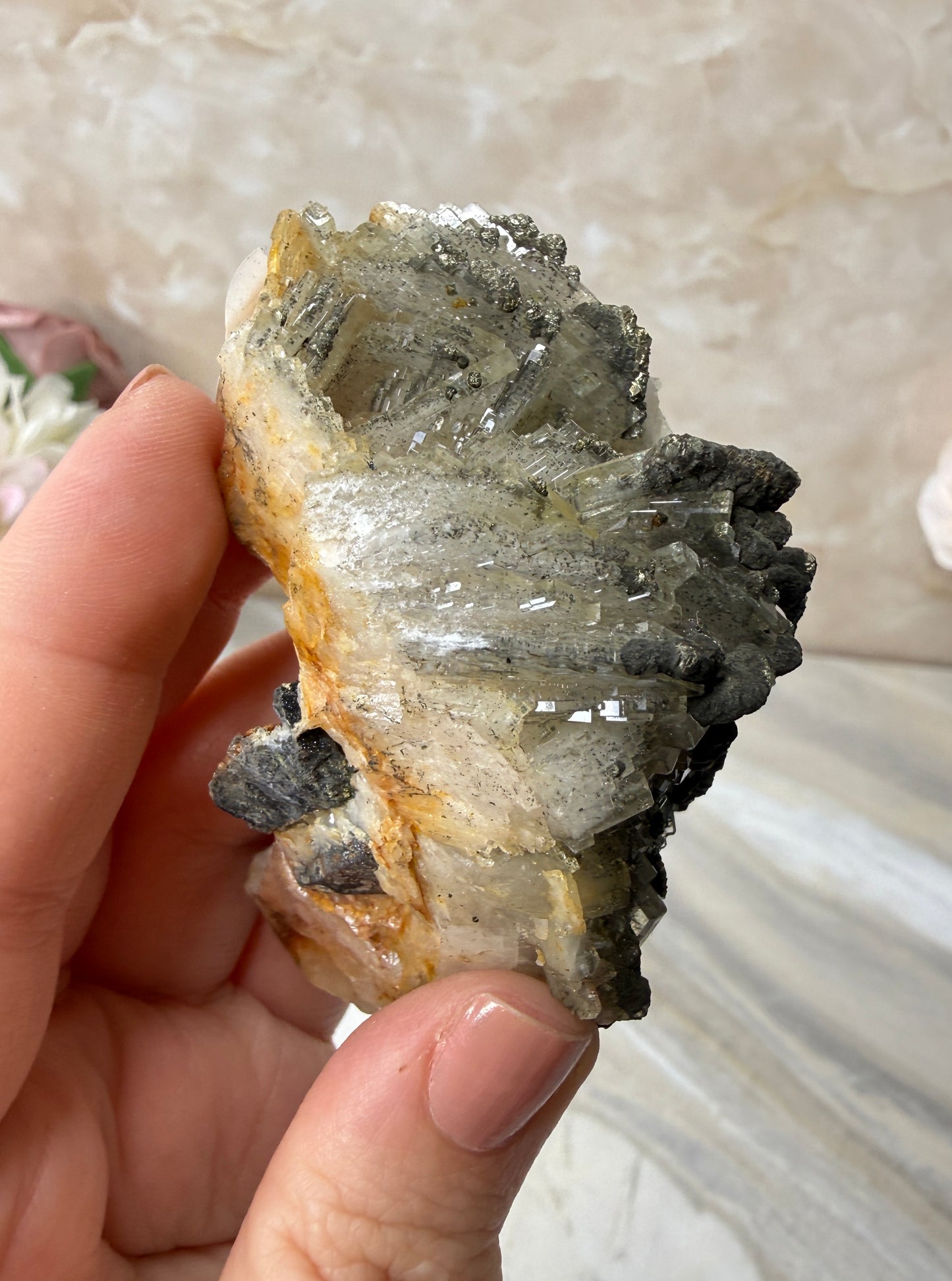 Barite with Pyrite Cluster from Morocco