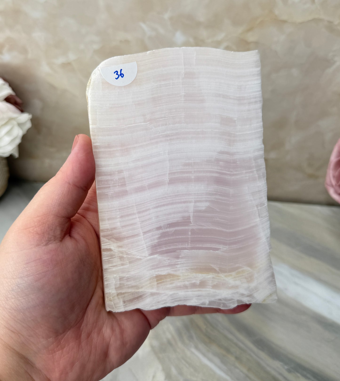 UV Reactive Pink Mangano Calcite Slab