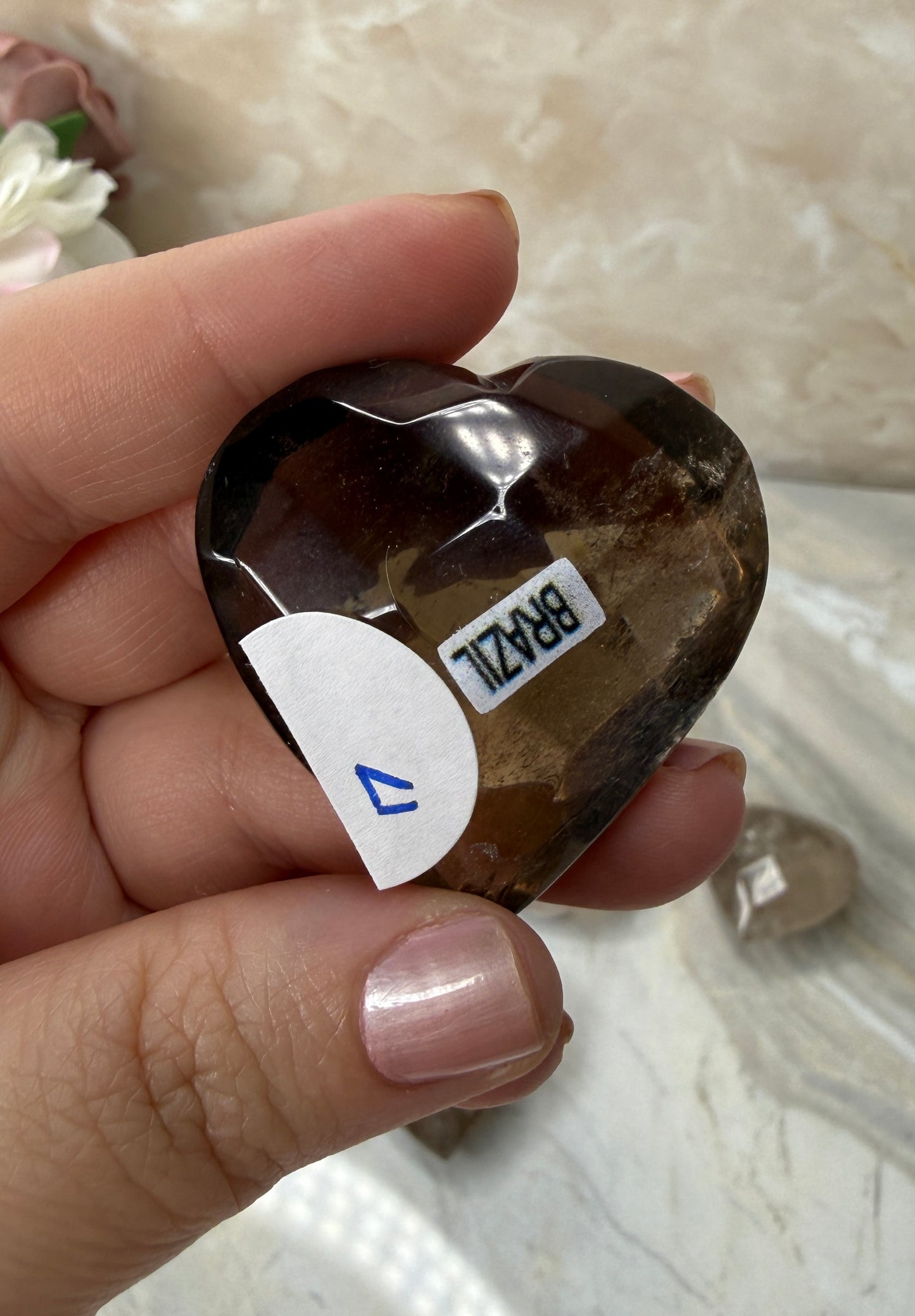 Smokey Quartz Faceted Heart from Brazil