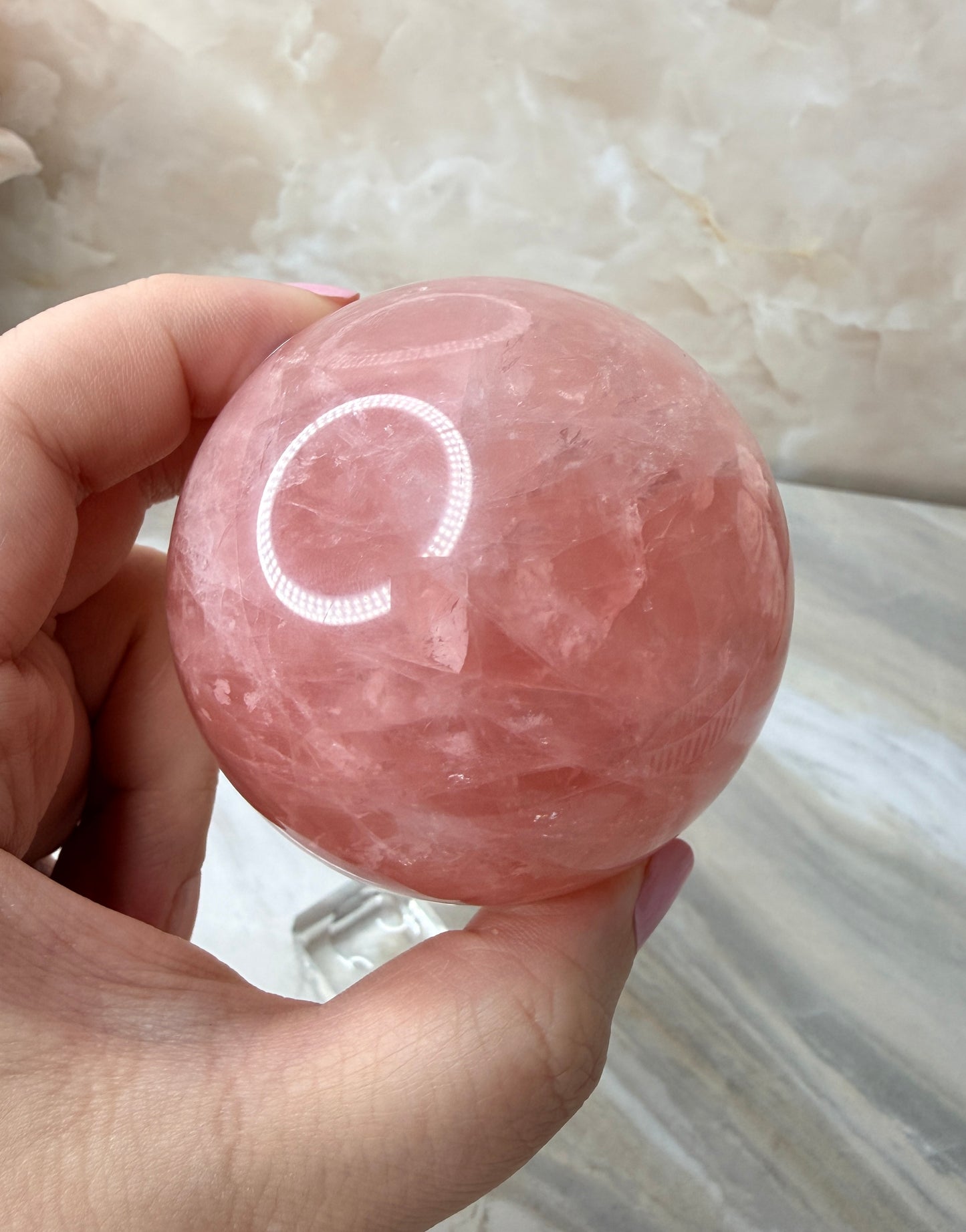 High Quality Star Rose Quartz Sphere 64mm