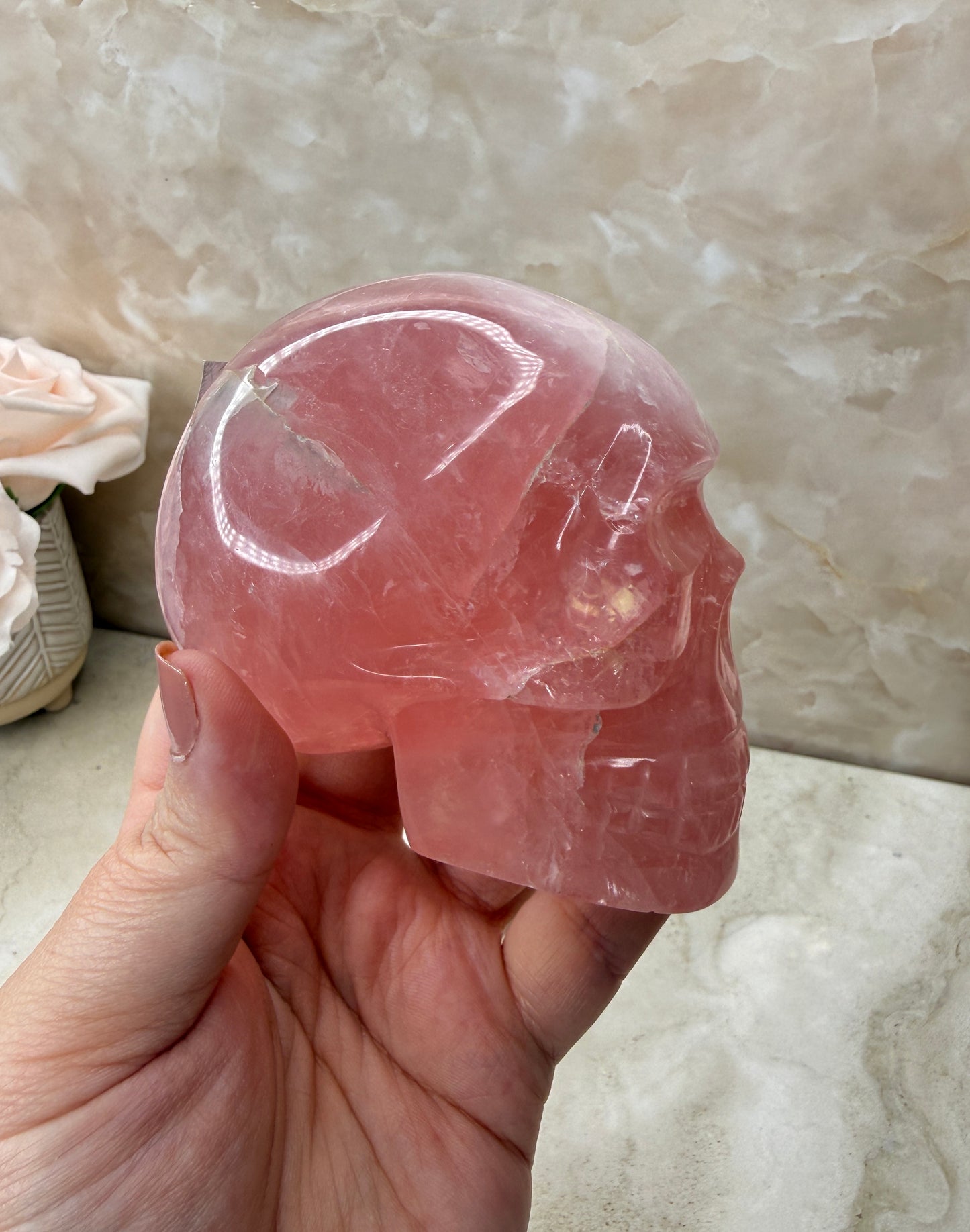 High Quality Rose Quartz Skull