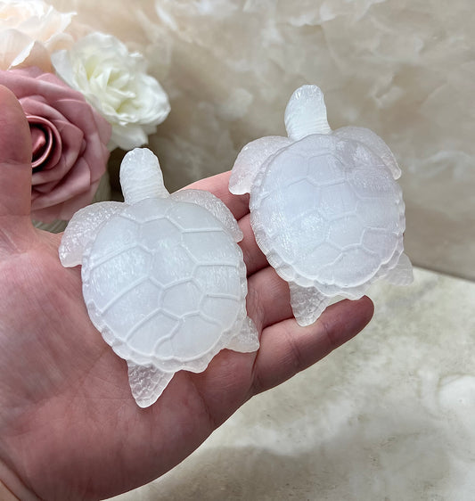 Selenite Sea Turtle Carving
