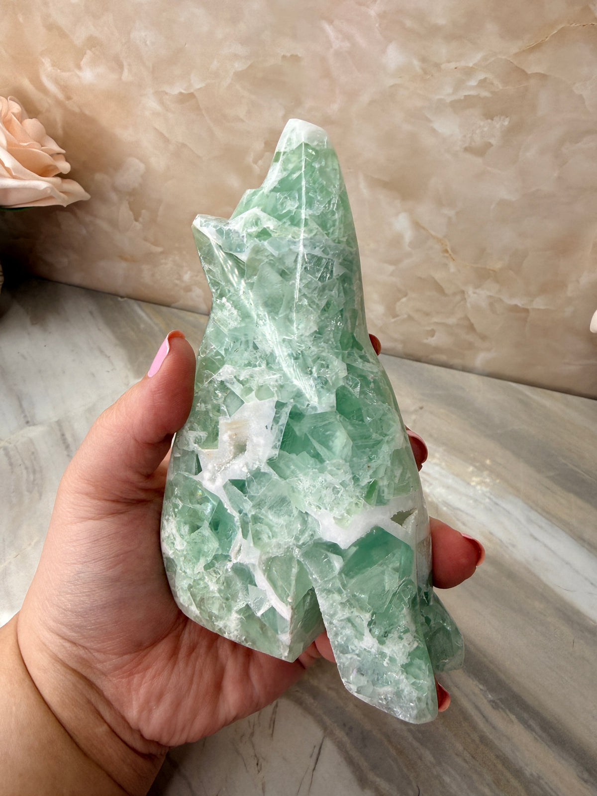 Mexican Fluorite Wolf Carving