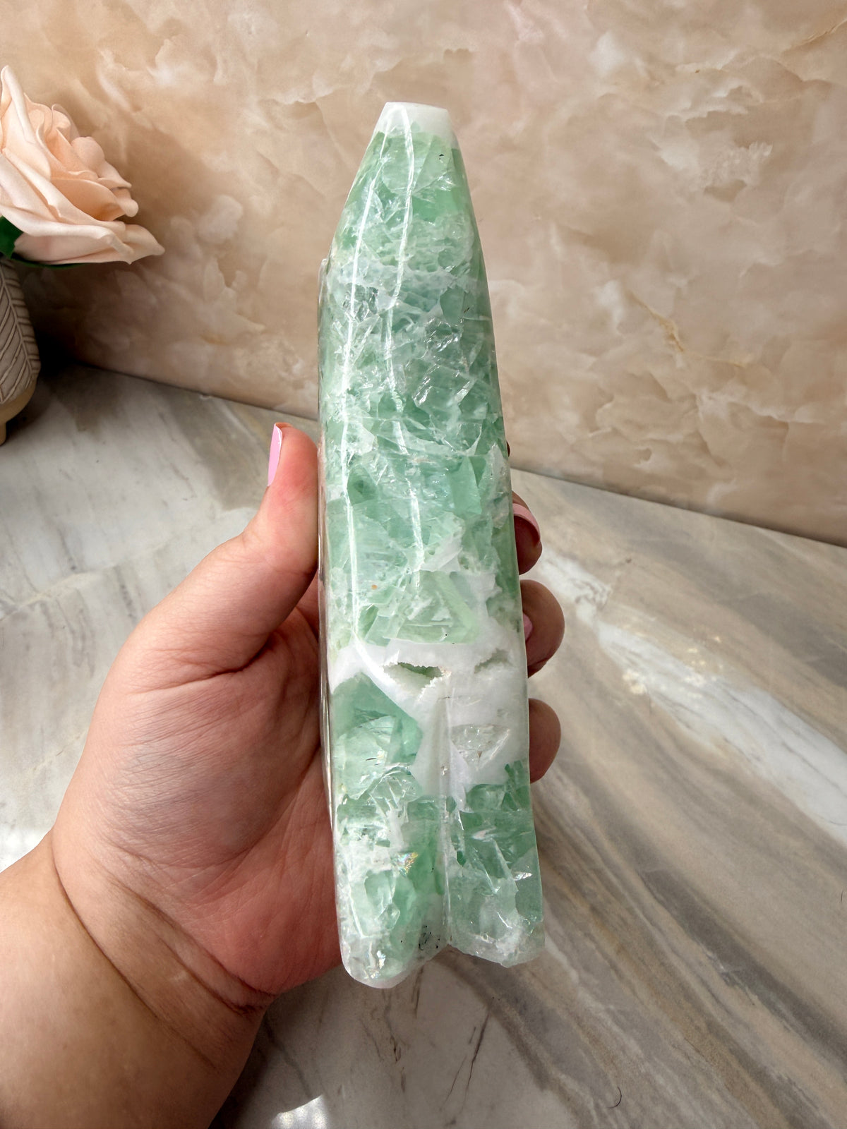 Mexican Fluorite Wolf Carving