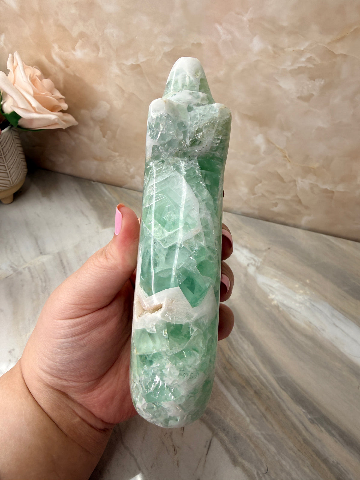 Mexican Fluorite Wolf Carving