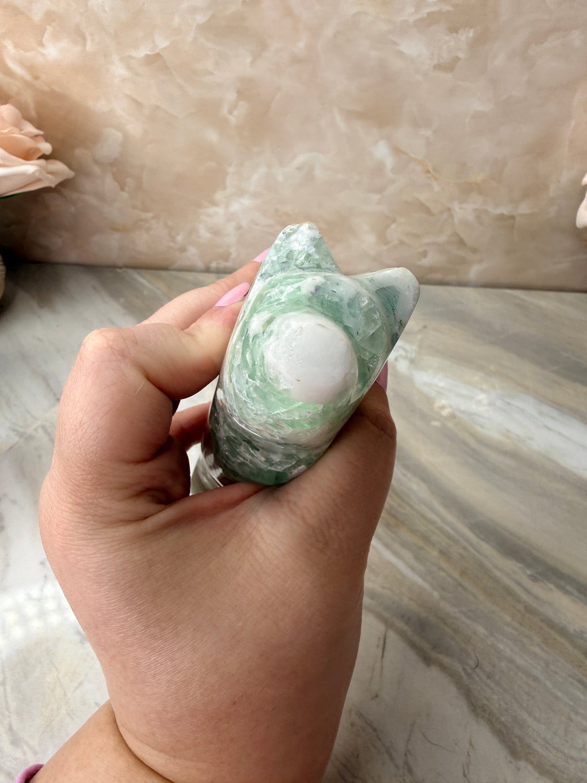 Mexican Fluorite Wolf Carving