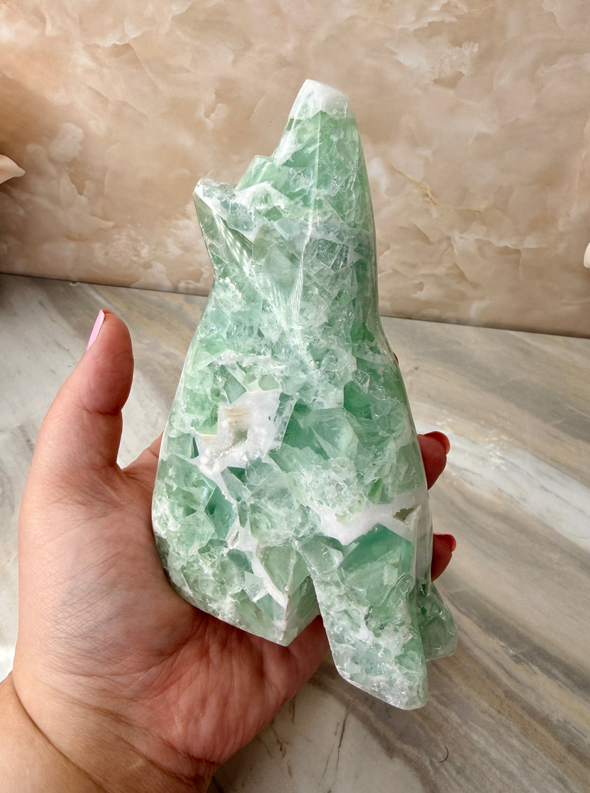 Mexican Fluorite Wolf Carving