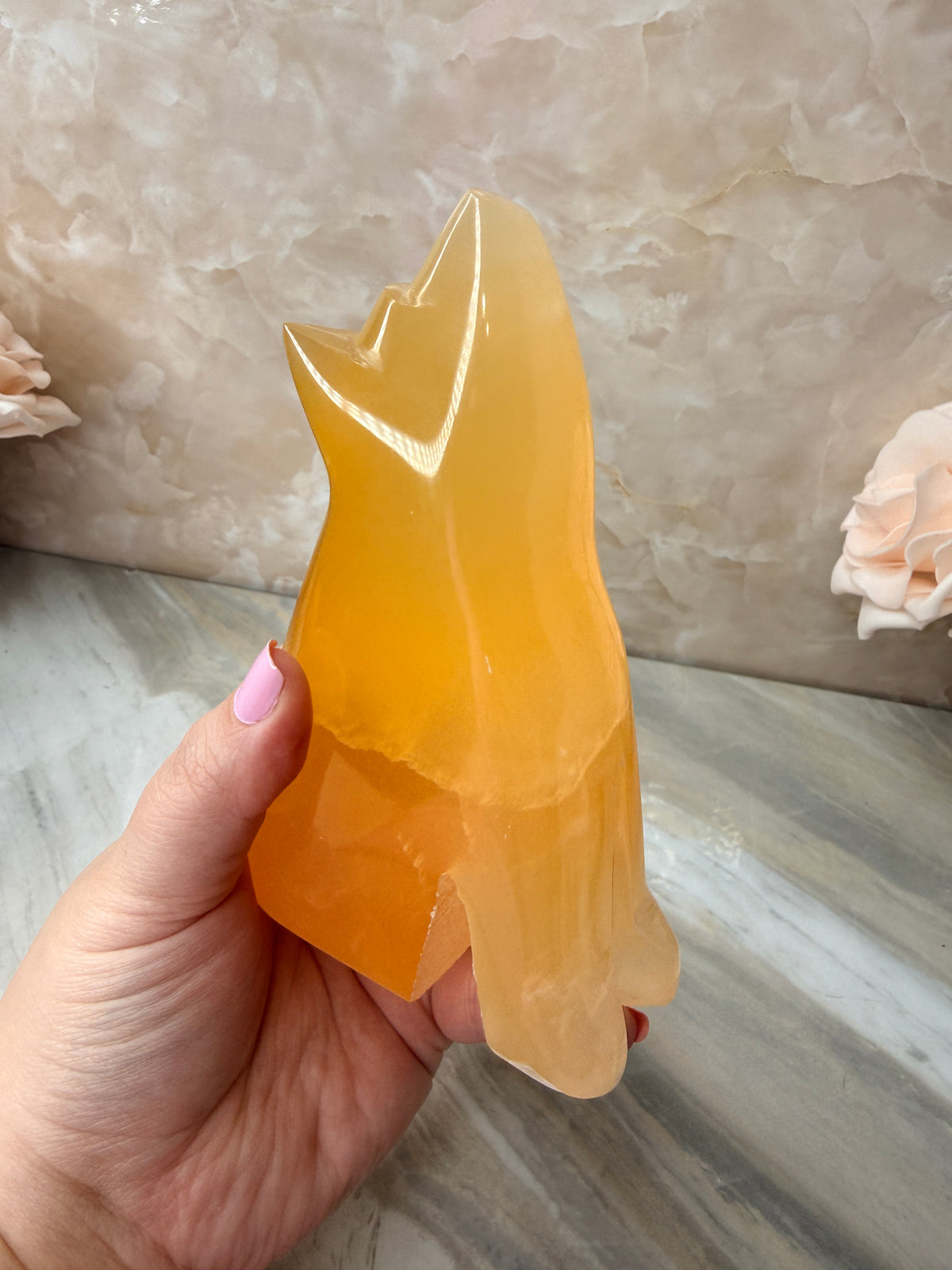 Honeycomb Calcite Wolf Carving