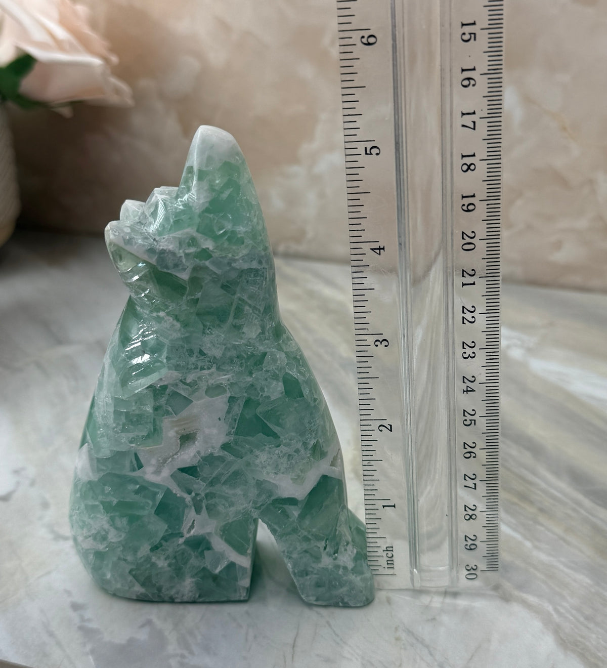Mexican Fluorite Wolf Carving